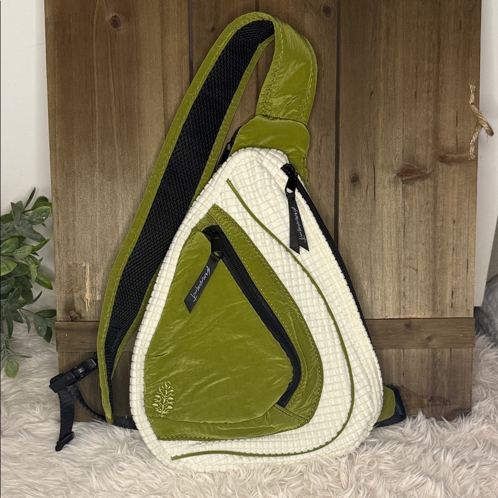 Free People Movement Olive Green and cream Sling Bag Cold Shoulder